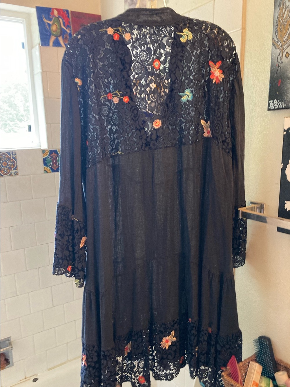 Cute French Laundry navy dress with embroidery& lace